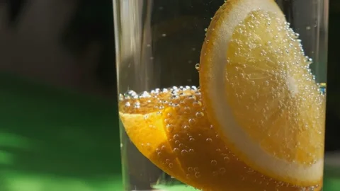 Refreshing soft drink Lemon and orange sparkling water Video stock 156547233