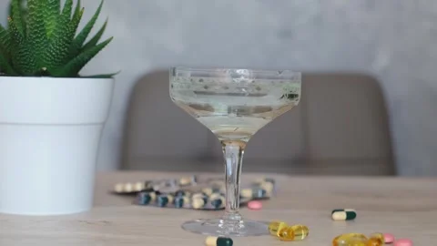 Refreshing start to the day! Pure water poured into a glass, promoting healthy h Stock Footage 267229232