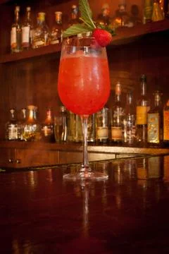 Refreshing Strawberry Cocktail Stock Photos