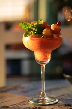 A refreshing strawberry cocktail Stock Photos