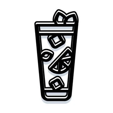 Refreshing summer cocktail drink with ice and lime Stock Illustration