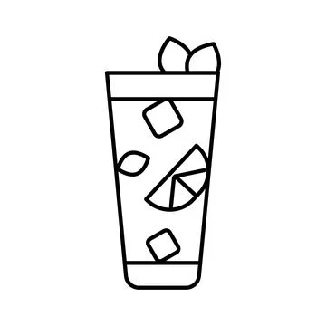 Refreshing summer cocktail drink line art icon Stock Illustration