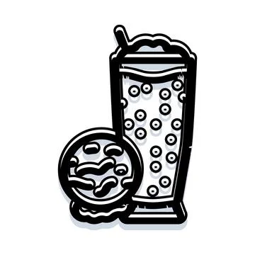 Refreshing summer drink with chocolate chip cookie Stock Illustration