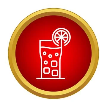 Refreshing summer drink icon with lemon and ice Stock Illustration