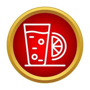 Refreshing summer drink with orange slice icon Stock Illustration