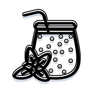 Refreshing summer drink with straw and decorative element Stock Illustration