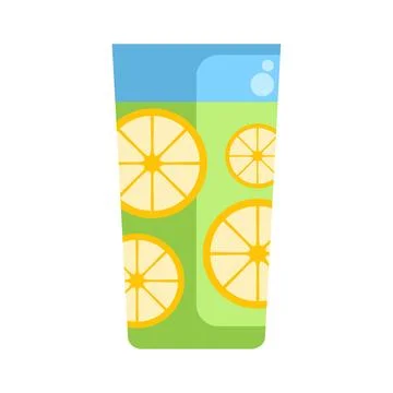 Refreshing summer lemon drink with citrus slices Stock Illustration