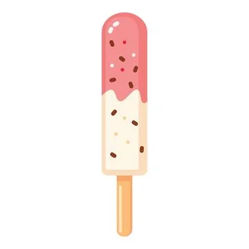 Refreshing summer popsicle with strawberry and vanilla flavors Stock Illustration