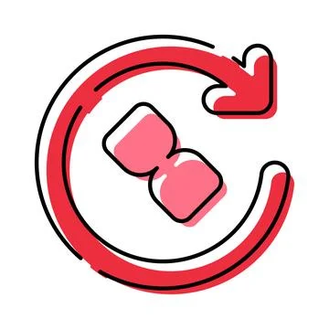 Refreshing time icon with hourglass and circular arrow Illustrazione stock