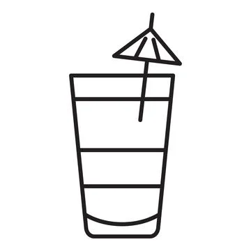 Refreshing tropical cocktail with umbrella in a tall glass Stock Illustration