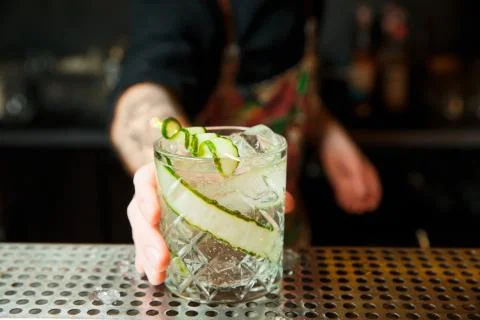 Refreshing Water With Cucumber. Stock Photos
