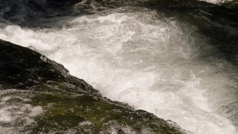 Refreshing water flowing in slow motion over rocks Stock-Footage 90314814