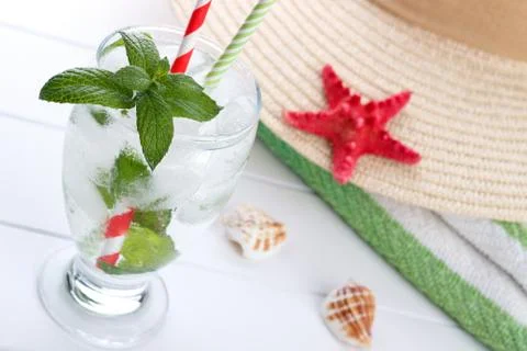 Refreshing water with mint Foto stock