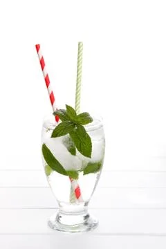 Refreshing water with mint Stock Photos