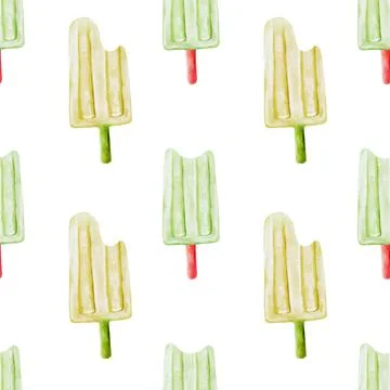 Refreshing watercolor ice cream pattern for fabric and packaging design Stock Illustration