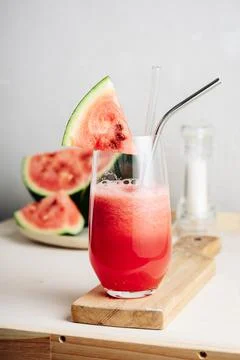 Refreshing watermelon Agua fresca drink. Stock Photos