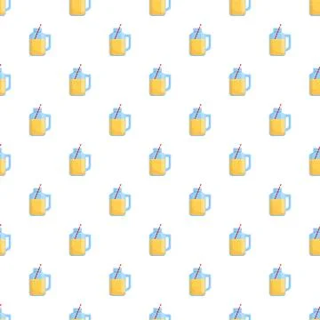 Refreshing yellow smoothie mason jar seamless pattern Stock Illustration