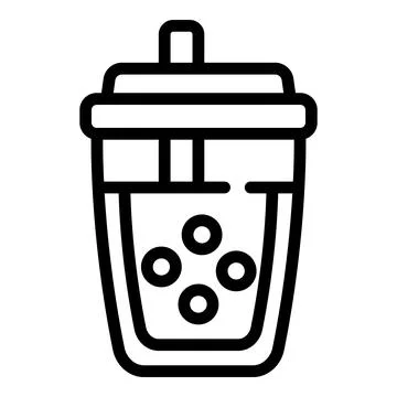 Refreshment bubble tea icon outline vector. Delectable balls drink Stock Illustration