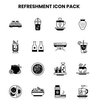 Refreshment DuoTone Vector Icons Pack Stock Illustration