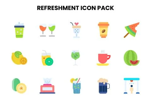 Refreshment Flat Icons Pack イラスト素材
