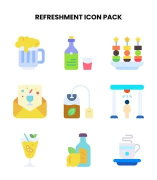 Refreshment Flat UI Icons Pack 스톡 일러스트