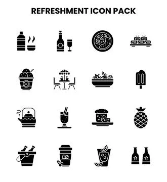 Refreshment Glyph Bundle Icons Pack 스톡 일러스트
