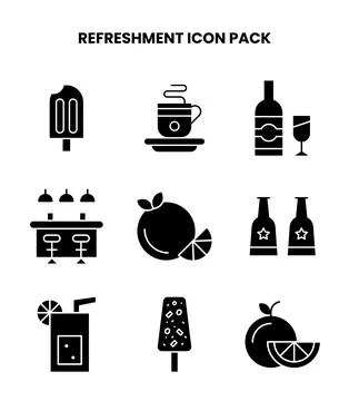 Refreshment Glyph Graphics Icons Pack Stock Illustration