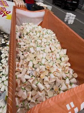 Refreshment Leftovers from the Marathon Stock Photos