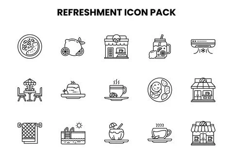 Refreshment Line Bundle Icons Pack イラスト素材