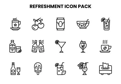 Refreshment Line Graphics Icons Pack Illustrazione stock