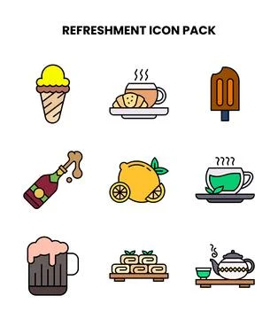 Refreshment Lineal Color Bundle Icons Pack イラスト素材