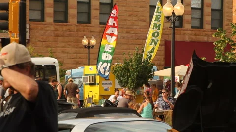 Refreshment stand at street fair 2 Stock Footage 40501453