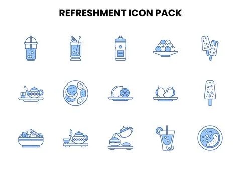 Refreshment Two Color Blue Graphics Icons Pack Illustrazione stock
