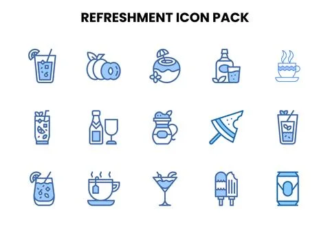 Refreshment Two Colour Bundle Icons Pack 스톡 일러스트