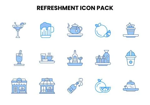 Refreshment Two Colour Scalable Icons Pack Ilustración de archivo