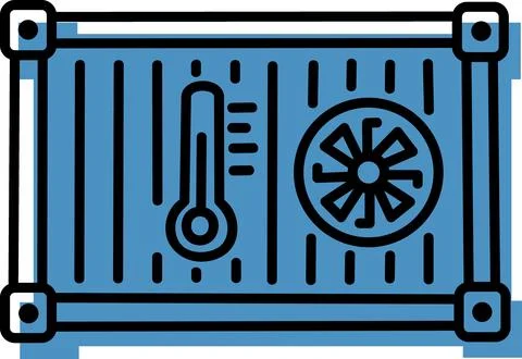 Refrigerated cargo container reefer logistics icon Stock Illustration