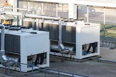 Refrigerating unit for realization chilled water in an industry Stock Photos