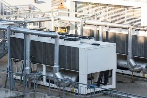 Refrigerating unit for realization chilled water in an industry Stock Photos