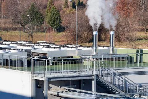 Refrigerating unit for realization chilled water in an industry Stock Photos
