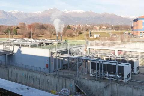 Refrigerating unit for realization chilled water in an industry Stock Photos