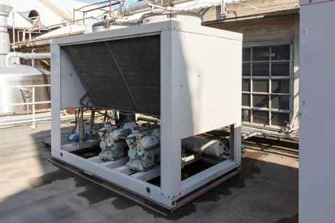Refrigerating unit for realization chilled water in an industry Stock Photos