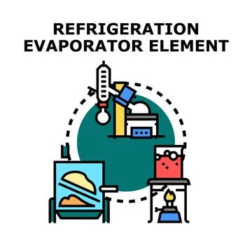 Refrigeration evaporator element concept working system Stock Illustration