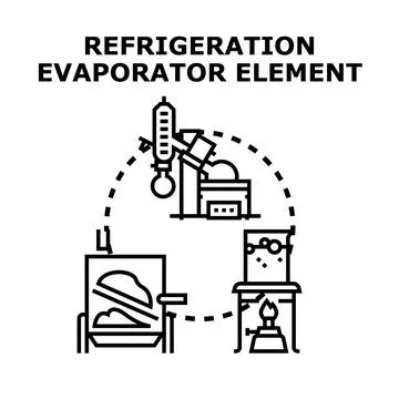 Refrigeration evaporator element concept working system Stock Illustration