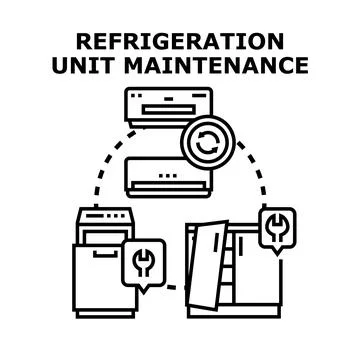 Refrigeration unit maintenance concept connecting common appliances Stock Illustration