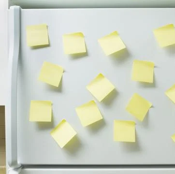 Refrigerator and reminders Stock Photos