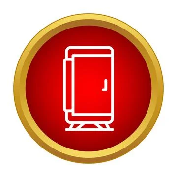 Refrigerator appliance icon on red button vector Stock Illustration