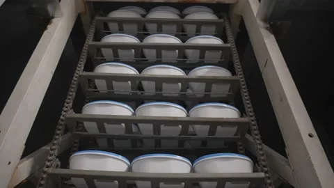 Refrigerator compartment with white plastic boxes Stock Footage 165269699