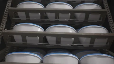 Refrigerator compartment with white plastic boxes Stock Footage 165269808