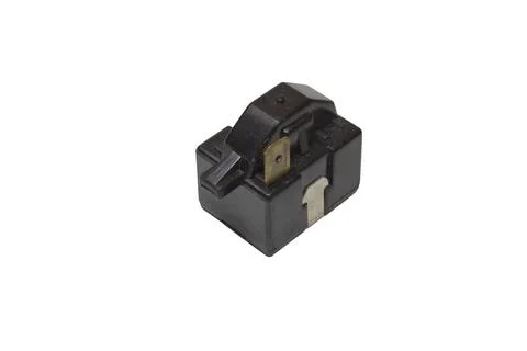 Refrigerator compressor start relay, 1-Pin relay in black smooth plastic ho.. Stock Photos