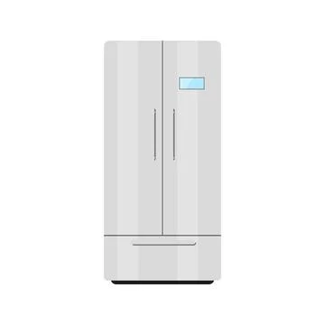Refrigerator double leaf fridge kitchen white flat Stock Illustration